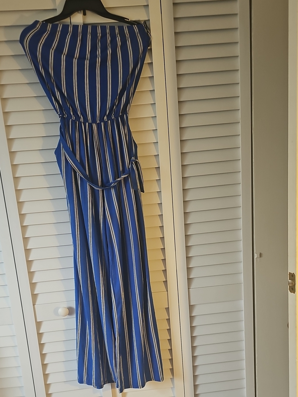 Blue Striped Sleeveless Maxi Dress